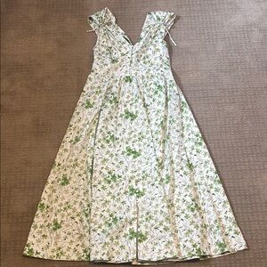 Hill House Green and White Buttoned Maxi Sundress